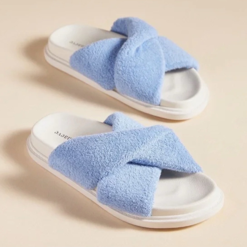 Anthropologie Maeve Terry Slide Sandals size 8 summer minimalist preppy